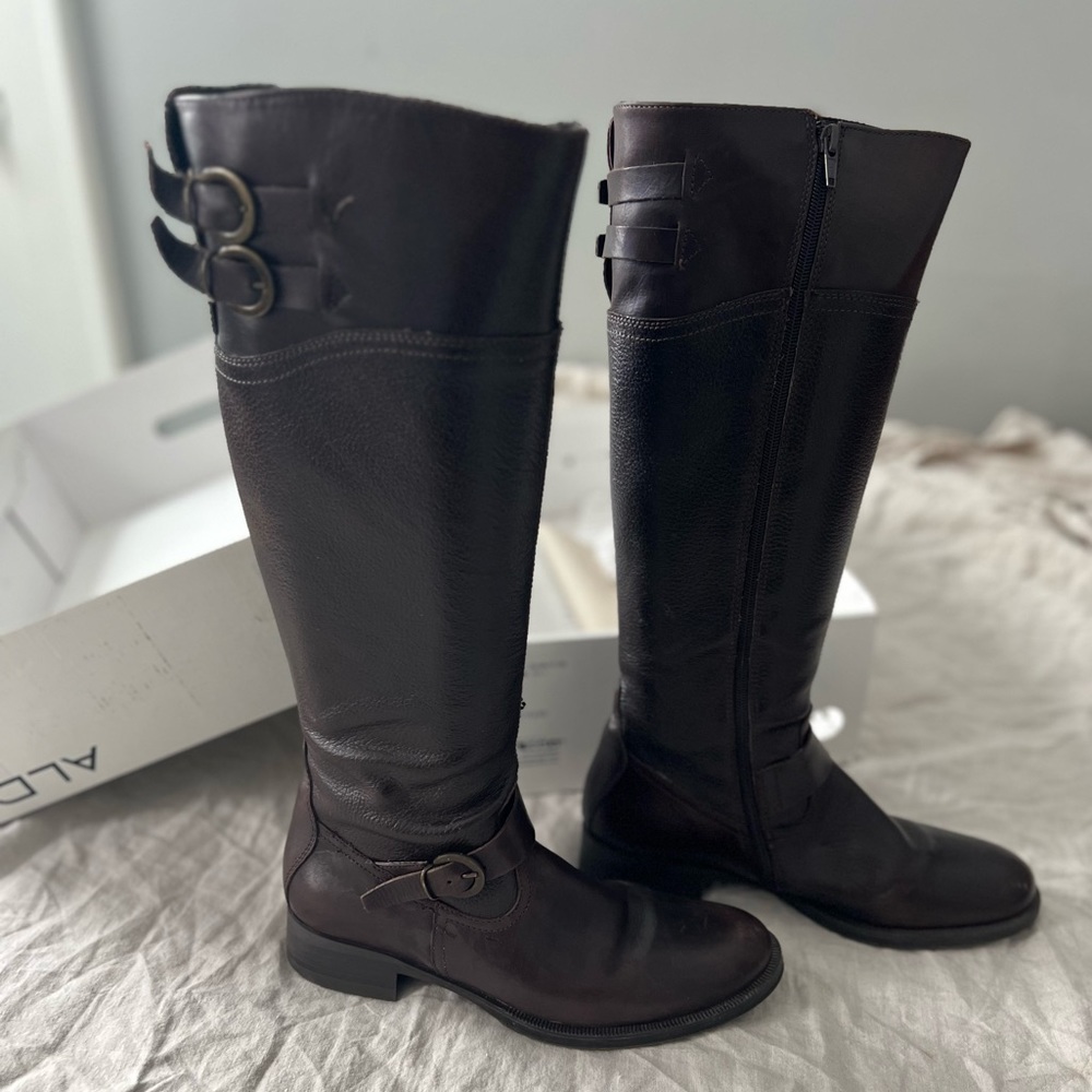 Aldo Prettner Brown Zip-Up Riding Boots, size 39 (7)